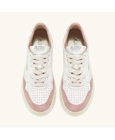 AUTRY MEDALIST LOW WOMAN GOAT/SUEDE WHT/NUDE