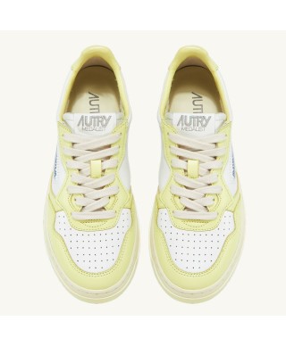 AUTRY MEDALIST LOW WOM LEAT/LEAT/SUEDE WHT/LIME