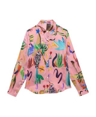 G.KERO PERRUCHES ROSE SILK SHIRT