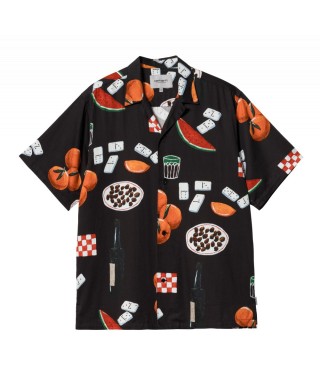 Carhartt WIP S/S ISIS MARIA DINNER SHIRT PRINT, BLACK