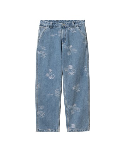 Carhartt WIP STAMP PANT STAMP SPRINT BLUE BLEACHED