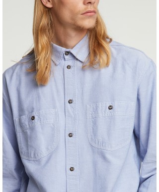 EAT DUST MECHANIC SHIRT WASHED OXFORD BLUE