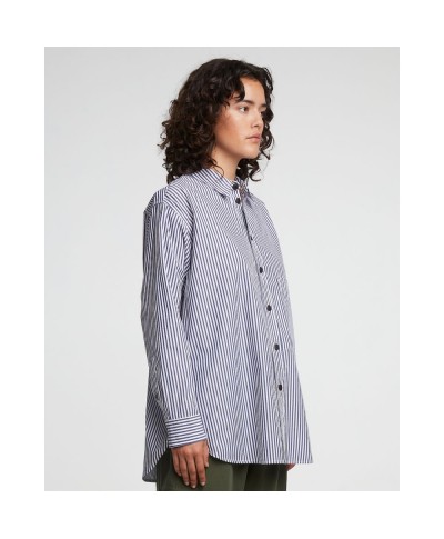 GIRLS OF DUST MAXI SHIRT POPLIN STRIPES DARK BLUE/WHITE