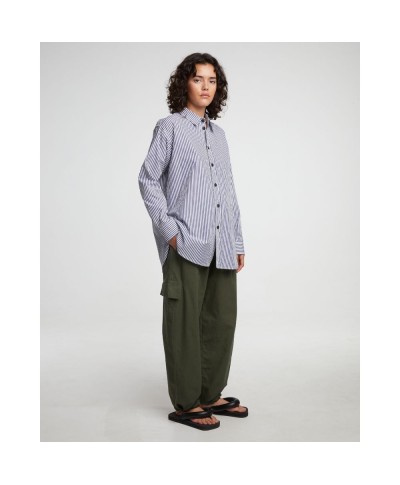 GIRLS OF DUST MAXI SHIRT POPLIN STRIPES DARK BLUE/WHITE