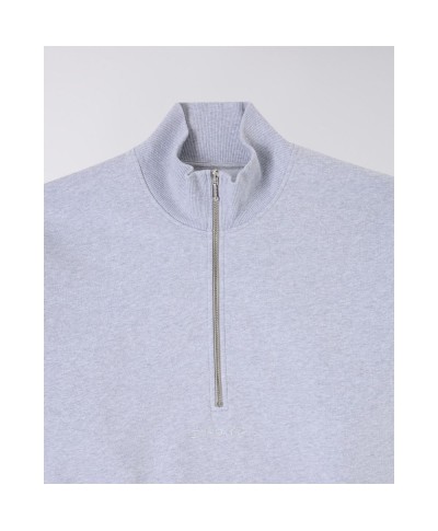 EDWIN KOJI HALF ZIP SWEAT GREY MARL GARMENT WASHED