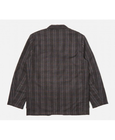 UNIVERSAL WORKS TWIST WOOL CHECK THREE BUTTON JACKET BROWN