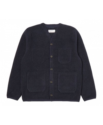 UNIVERSAL WORKS WOOL FLEECE CARDIGAN NAVY