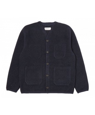 UNIVERSAL WORKS WOOL FLEECE CARDIGAN NAVY