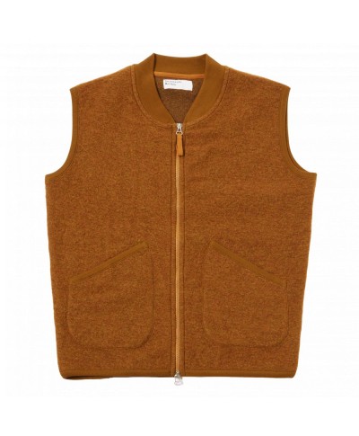 UNIVERSAL WORKS ZIP WAISTCOAT WOOL FLEECE MUSTARD