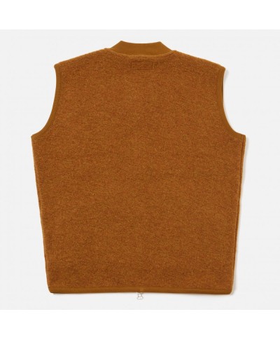 UNIVERSAL WORKS ZIP WAISTCOAT WOOL FLEECE MUSTARD