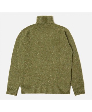 UNIVERSAL WORKS ROLL NECK TWEED KNIT GREEN