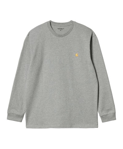 Carhartt WIP L/S CHASE T-SHIRT GREY HEATHER / GOLD