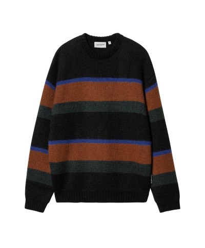 Carhartt WIP MERTON SWEATER SUNDLING STRIPE, DEEP H BROWN