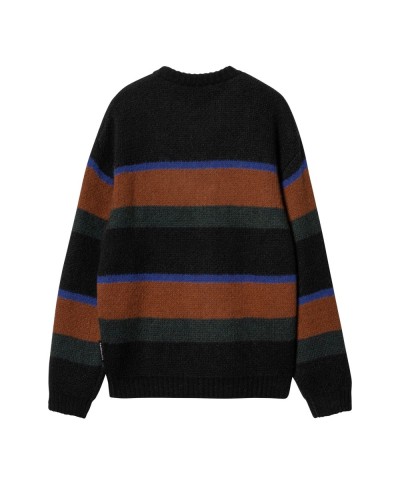 Carhartt WIP MERTON SWEATER SUNDLING STRIPE, DEEP H BROWN