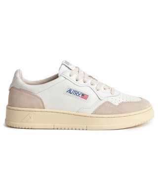 AUTRY MEDALIST LOW MAN LEAT/SUEDE WHITE