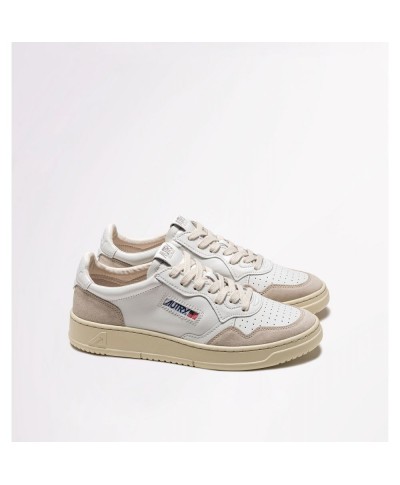 AUTRY MEDALIST LOW MAN LEAT/SUEDE WHITE