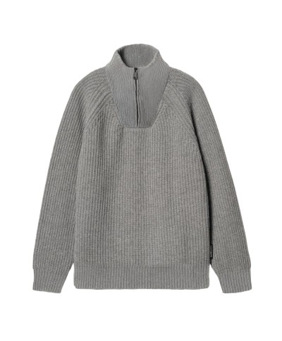 Carhartt WIP MARLON HALF ZIP SWEATER GREY HEATHER