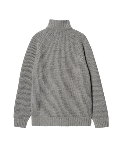 Carhartt WIP MARLON HALF ZIP SWEATER GREY HEATHER