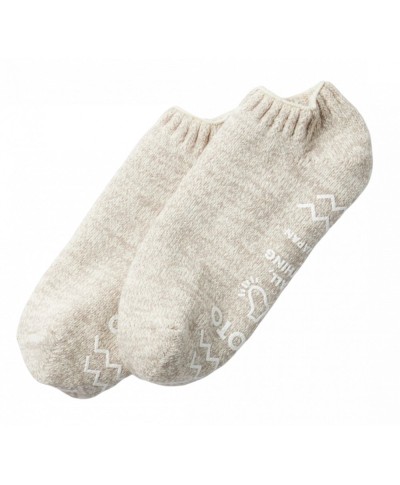 ROTOTO RECYCLED COTTON PILE SOCKSLIPPER IVORY  / GRAY
