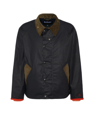 FLOWER MOUNTAIN X BARBOUR OS TRANSPORT WAX JACKET NAVY/ORANGE