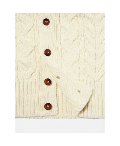 UNIVERSAL WORKS CABLE KNIT CARDIGAN ECRU