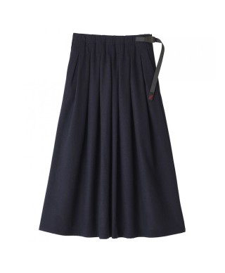 GRAMICCI LOOSE WOOL PLEATED SKIRT NAVY