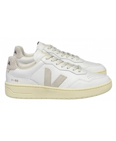 VEJA V-90 O.T LEATHER EXTRA-WHITE NATURAL FEMME