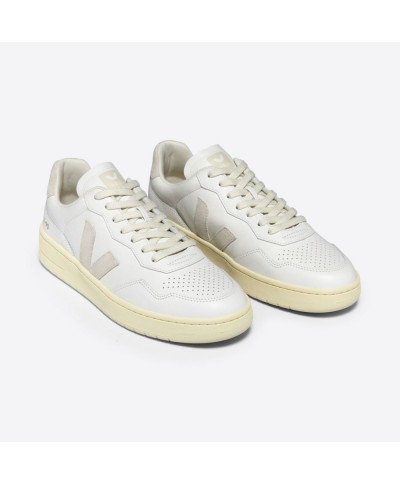 VEJA V-90 O.T LEATHER EXTRA-WHITE NATURAL FEMME