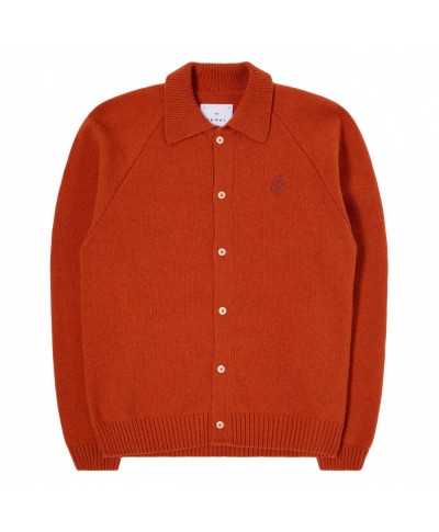 EDWIN MARS POLO CARDIGAN ORANGE GARMENT WASHED