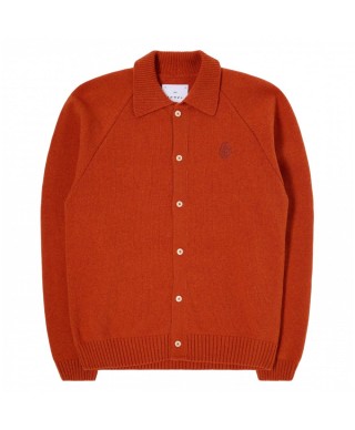 EDWIN MARS POLO CARDIGAN ORANGE GARMENT WASHED