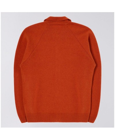 EDWIN MARS POLO CARDIGAN ORANGE GARMENT WASHED