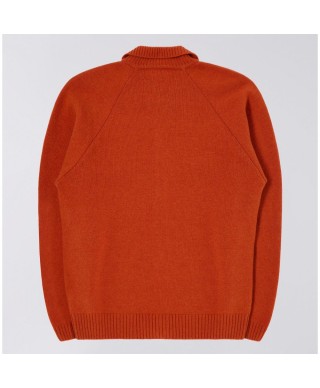 EDWIN MARS POLO CARDIGAN ORANGE GARMENT WASHED