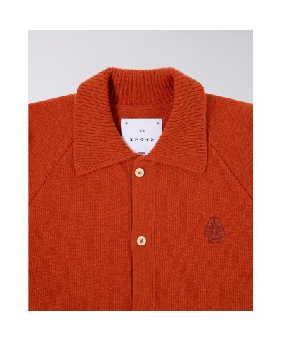 EDWIN MARS POLO CARDIGAN ORANGE GARMENT WASHED