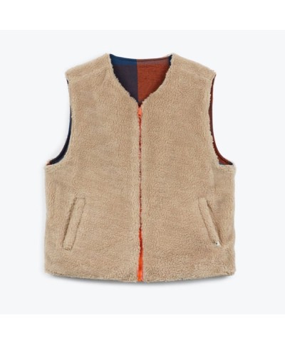 A.P WOMAN GILET GRAND CARREAUX REVERSIBLE MARRON