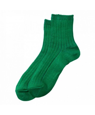 ROTOTO LINEN COTTON RIBBED ANKLE SOCKS / GREEN