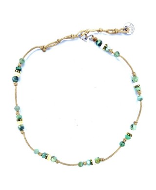 BE BY CAT RAS DE COU TURQUOISE NACRE HEMATITE TURQUOISE