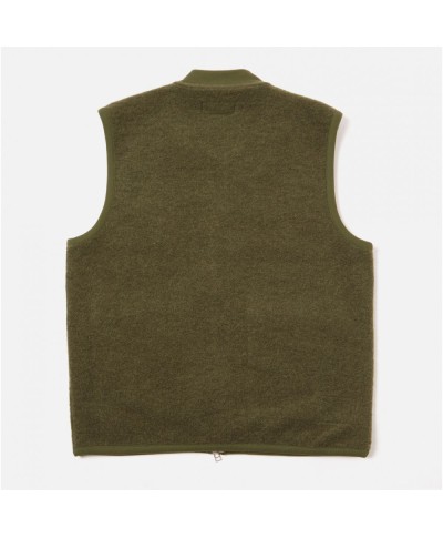 UNIVERSAL WORKS ZIP WAISTCOAT WOOL FLEECE OLIVE