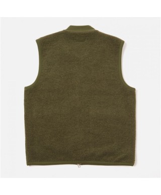 UNIVERSAL WORKS ZIP WAISTCOAT WOOL FLEECE OLIVE