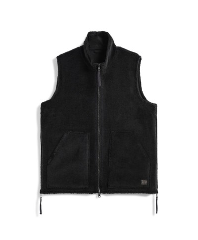 TAION NON DOWN MILITARY REVERSIBLE BOA HI NECK VEST BLACK X BLACK