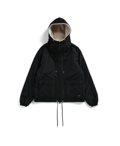 TAION NON DOWN MILITARY LINE REVERSIBLE BOA HOODIE BLACK X CREAM