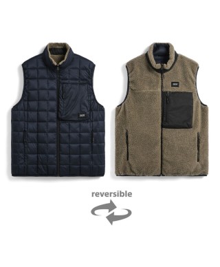 TAION R/S SOFT BOA + LIGHT DOWN HI NECK VEST D.NAVY X D. BEIGE