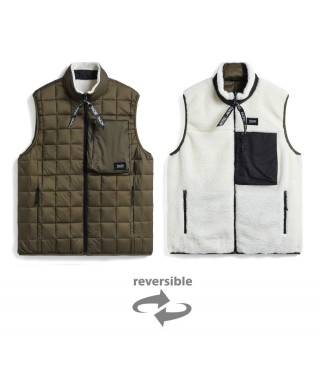 TAION R/S SOFT BOA + LIGHT DOWN HI NECK VEST D.OLIVE X D.IVORY