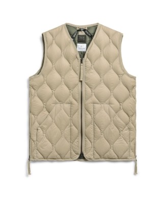 TAION MILITARY V NECK W-ZIP DOWN VEST G. BEIGE