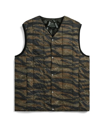 TAION MENS V-NECK DOWN VEST TIGER STRIPE