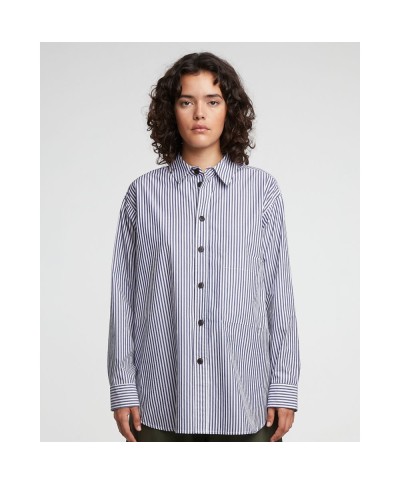 GIRLS OF DUST MAXI SHIRT POPLIN STRIPES DARK BLUE/WHITE